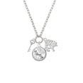 thumbnail image 2 of Delight Jewelry Silvertone Small Clear AB Crystals Oval Key Let Things Go Fall Zoey Charm Necklace, 28", 2 of 4