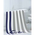thumbnail image 3 of Anchor Gray Towel Set of 3, Soft Microfiber Bath Towels, Hand Towel, Washcloths, Modern Navy Blue White Striped Nautical Quick-Dry Absorbent Towels for Bathroom Kitchen Hotel Beach Gym Spa, 3 of 7