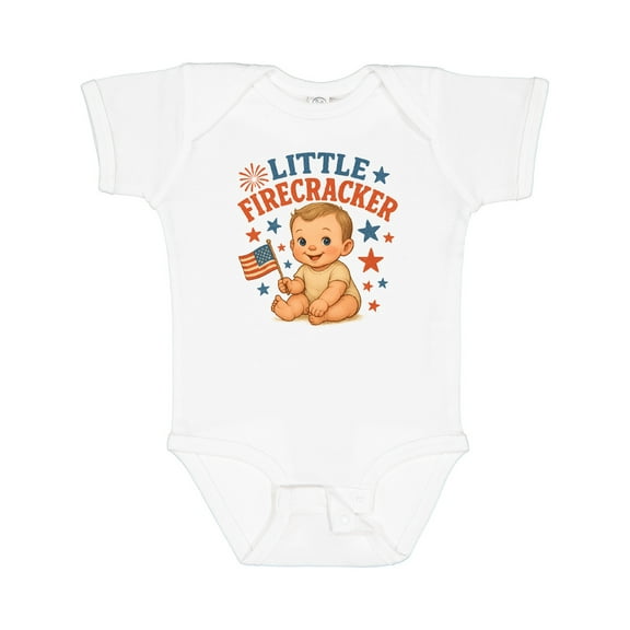 Inktastic Little Firecracker 4th of July Baby Boys or Girls Baby Bodysuit