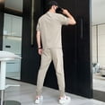 thumbnail image 5 of Conjuntos de camiseta y pantalones para hombre, trajes deportivos elásticos, ropa de verano barata Xl para hombre, chándal básico holgado y liso de corte regular, 5 of 5
