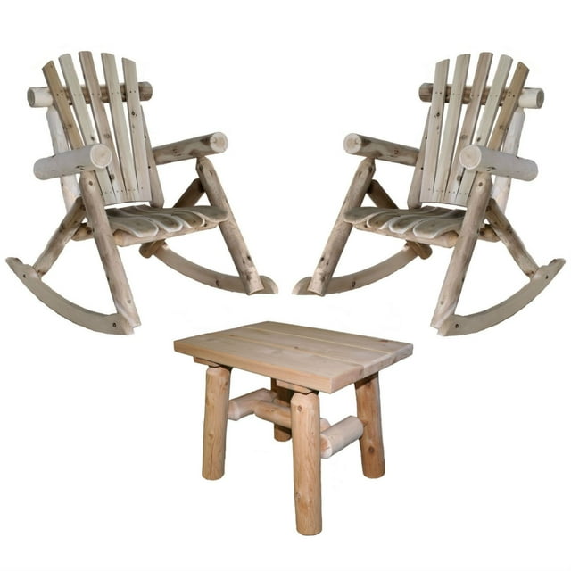 Lakeland Mills Patio Rocking Chair (Set of 2) with End Table