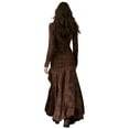 thumbnail image 6 of Women's Long Sleeve Button-Up Extra-Long Dress Wrap Asymmetrical Ruffled High-Low Western Elegant Denim Dress for Winter Themed Parties,Coffee,S, 6 of 6
