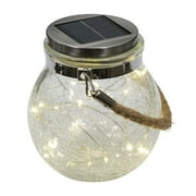 Mainstays 5.5" Crackle Glass Solar Powered Jar Light with Warm White LED Lights