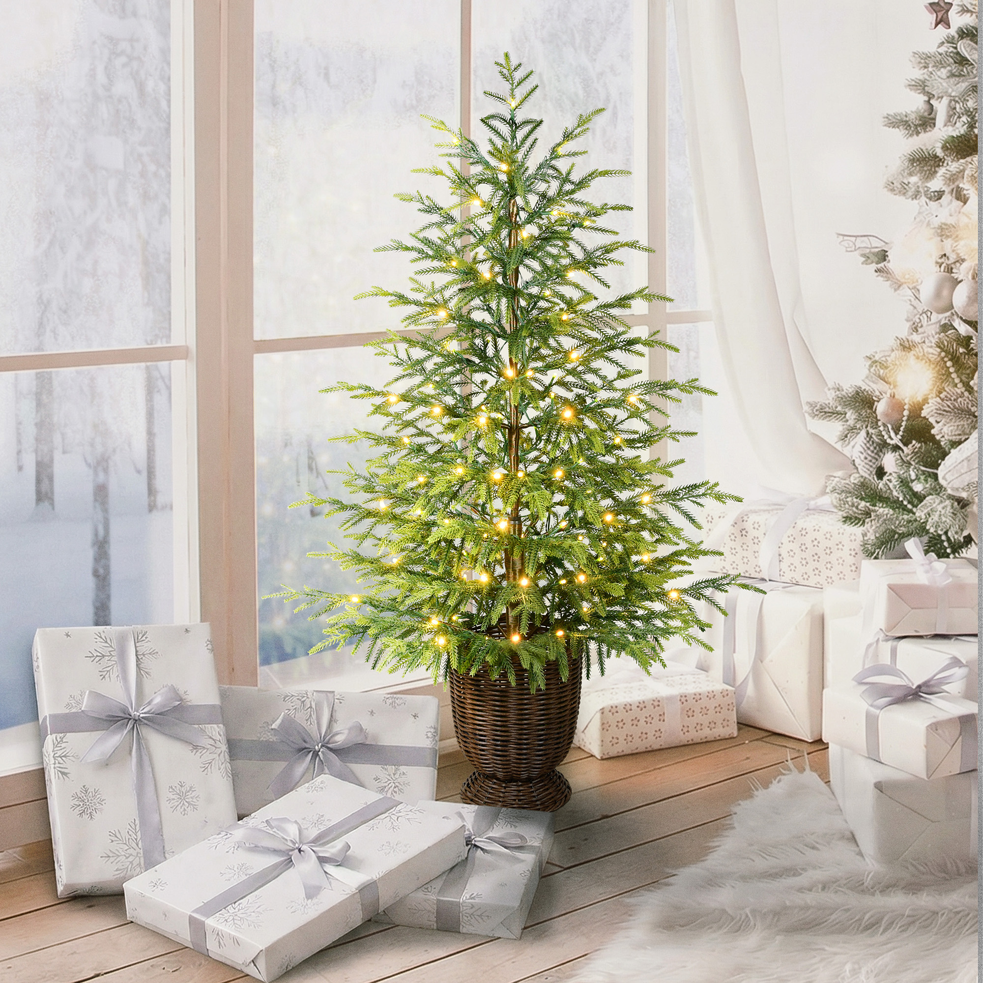 My Texas House 4-Ft Pre-Lit Norfolk Pine Potted Christmas Tree photo 2