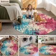 thumbnail image 5 of Round Rugs 3Ft, Teal Pink Orange Round Area Rug Washable Indoor Throw Carpet, Boho Vintage Abstract Splashing Art Small Non Slip Circle Rug for Bedroom Living Room Home Decor Aesthetic, 5 of 8