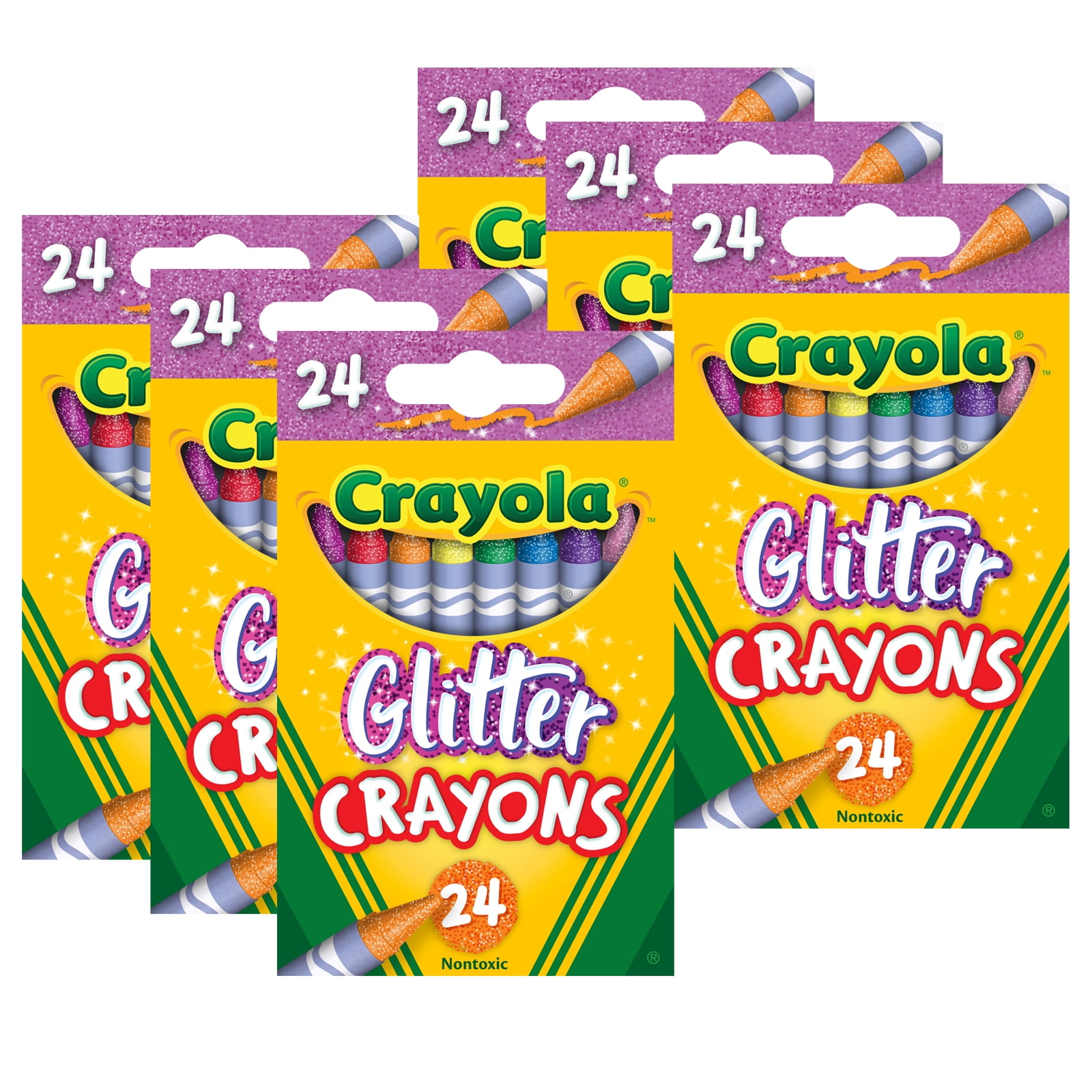 Crayola® Glitter Crayons, 24 Colors per Pack, 6 Packs