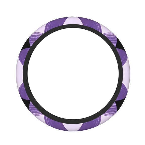 Thickened Stretchable Steering Wheel Cover Anti-Slip Universal Fit For Sedan Suv Truck Durable Comfort Grip Purple And White Checkered Pattern