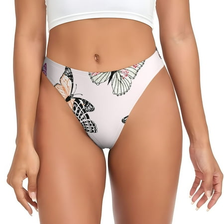 KLL Beautiful Butterfly for Women Underwear Thongs Sexy G-String for Women Seamless Panties Undies Low Rise Thong Panties Fit for Everyday Wear/Yoga/Special-Medium