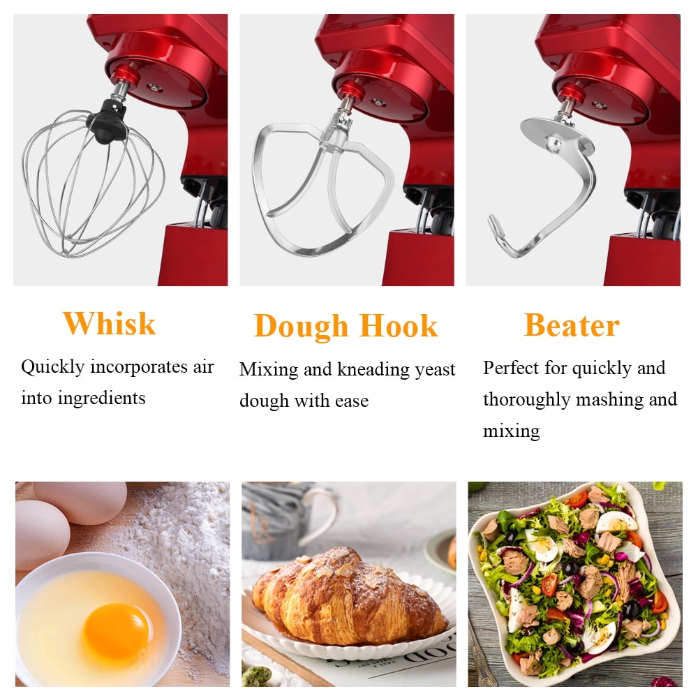 Private Jungle Stand Mixer 7Qt 660W,Tilt-Head Food Dough Mixer,Electric Kitchen Mixer with Dough Hook,Flat Beater & Wire Whisk,Red