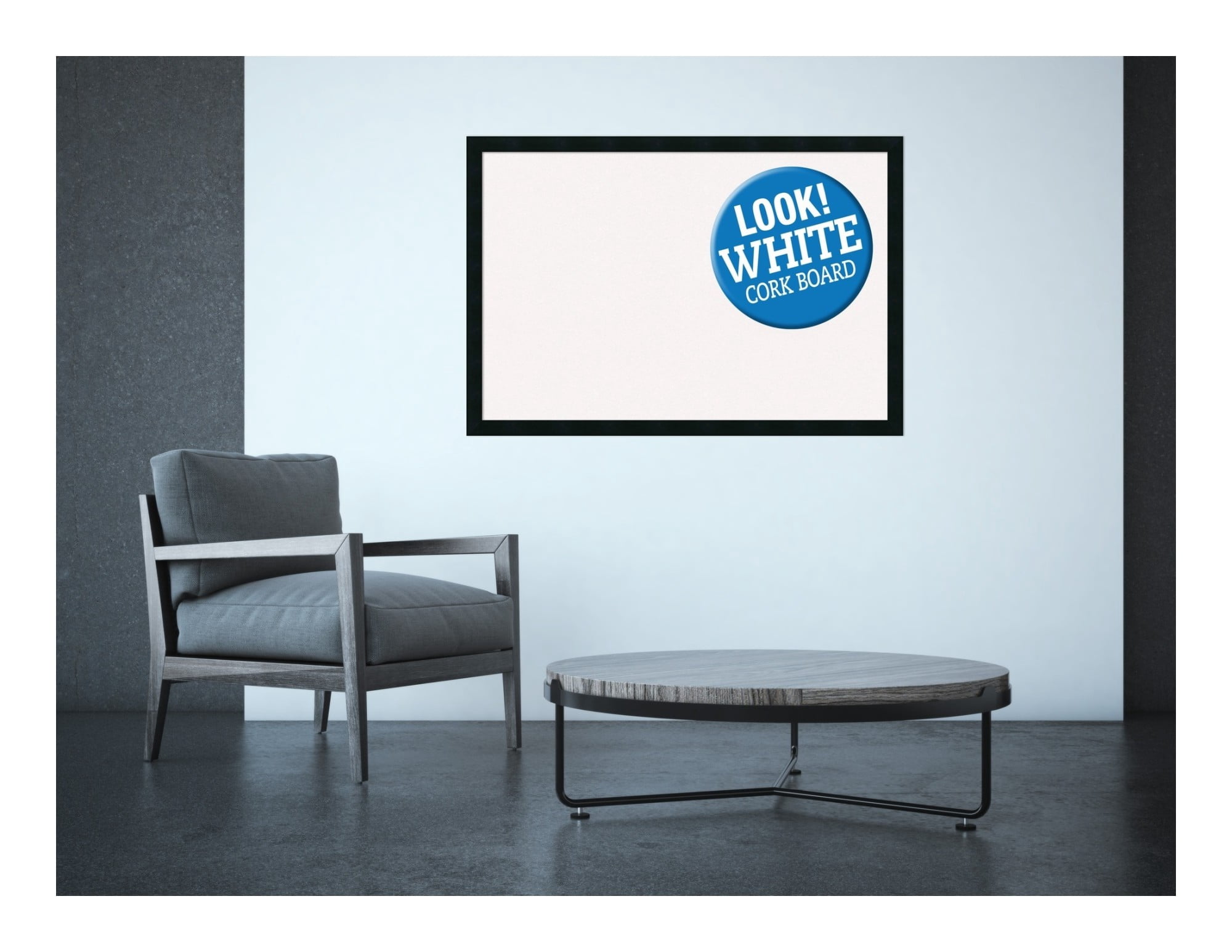 Amanti Art Black Cork Board Wood Framed Mezzanotte Black Bulletin Board 38 in. x 26 in.
