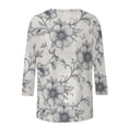 thumbnail image 5 of Tunic Blouse for Women Crewneck 3/4 Sleeve Vintage Casual Loose Fit Baroque Floral Engraving Print Soft Stretchy Lightweight Fashion Pullover Summer Fall Tops, 5 of 5