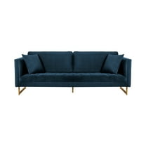 Modern Velvet Sofa with Brass Legs - Chic Living Room Couch, Blue Pink Grey Options