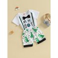 thumbnail image 3 of Bagilaanoe 2pcs Newborn Baby Boy Short Pants Set Short Sleeve Letter Print Rompers Tops + Shorts 3M 6M 12M 18M Infant Casual Summer Outfits, 3 of 9