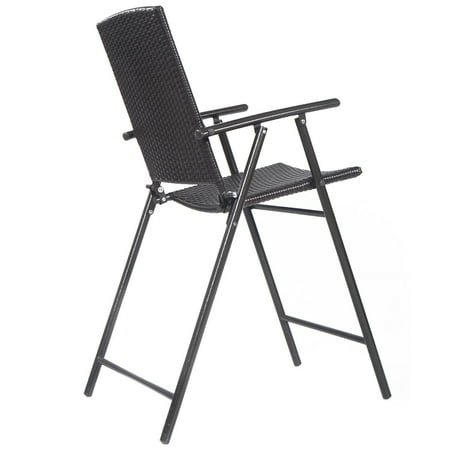 4 Pcs Folding Rattan Wicker Bar Stool Chair Indoor Outdoor Brown Canada - Folding Patio Bar Chairs