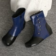 thumbnail image 7 of FRSASU Women's Fashionable Casual Versatile Cool and Stylish Winter Round Toe Color Matching Fashion Flat Ankle Boots Blue, 7 of 7