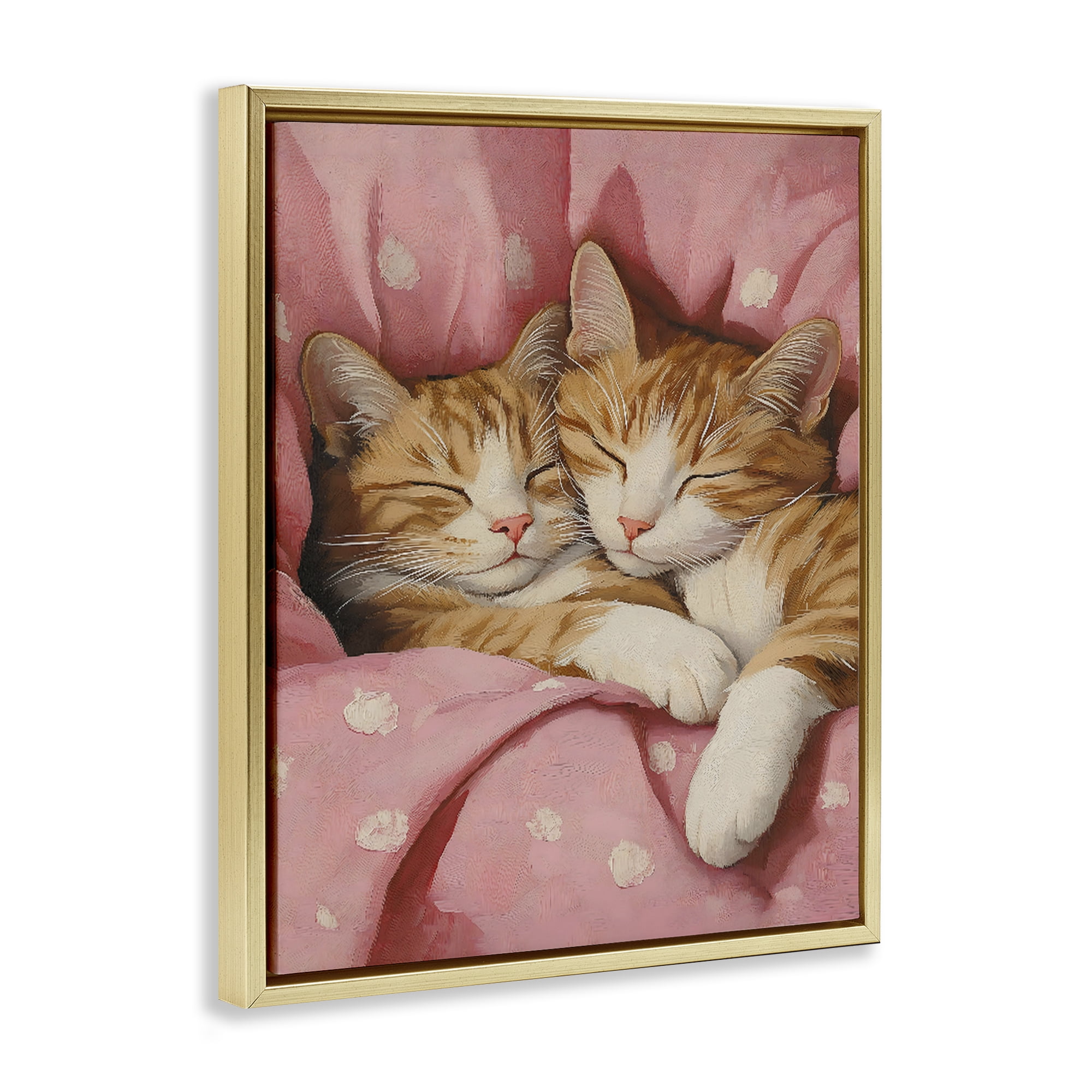 Stupell Industries Sleeping Orange Cats Embrace Gold Framed Floater Canvas Wall Art, design by The Prints Vibe