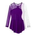 thumbnail image 6 of iiniim Kids Girls Figure Skating Dress Long Sleeves Ballet Dance Skirted Leotards Gymnastics Size 6-16 Purple 14, 6 of 7