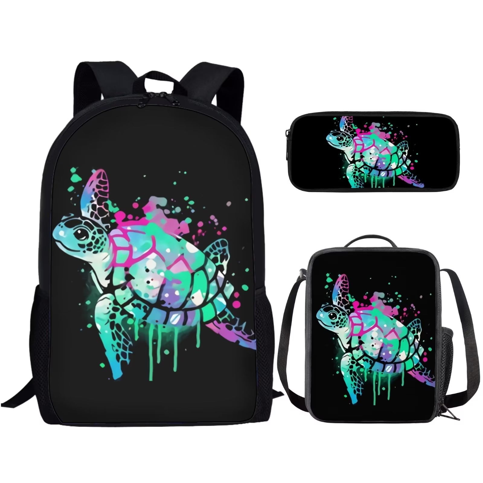 Pzuqiu Black Heart Corgi Paw Backpack with Lunch Box Girls Book Bags Ages  6-8 Elementary Middle School Bags Kids Lunchbag Insulated Tote Pencil Case