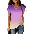thumbnail image 5 of Kaemgyyd Womens Summer Tops Gradient Short Sleeve T Shirts Cute Cutout Trendy Dressy Casual V Neck Loose Fit Blouse, 5 of 6