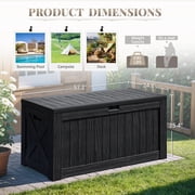 Devoko 122 Gallon Outdoor Patio Box Deck Plastic Resin Storage Box Backyard, Black