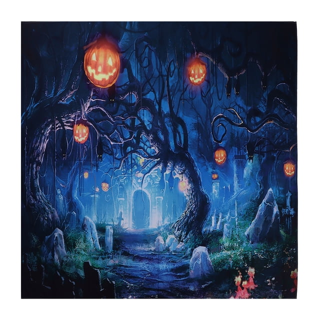 Telón de fondo de linterna de calabaza de cementerio aterrador, telón de fondo de Halloween, telón de fondo de noche de luna de cementerio aterrador, decoración de Halloween, confiabilidad excepcional