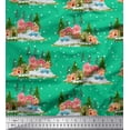 thumbnail image 1 of Soimoi Polyester Crepe Fabric House,Snowfall & Tree Nature Printed Craft Fabric by The Yard 42 Inch Wide, 1 of 3