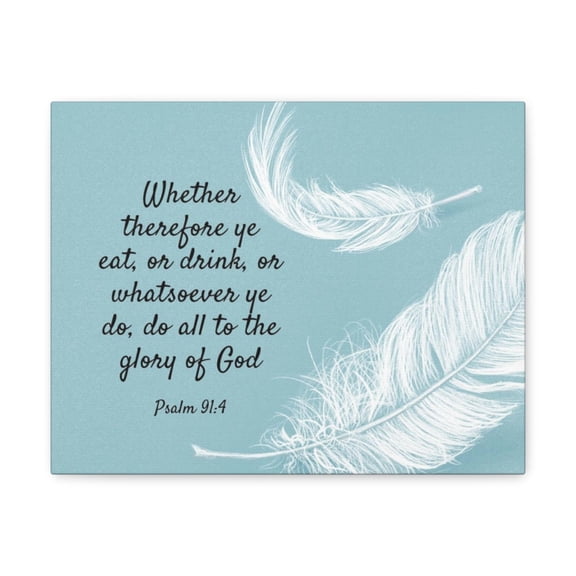 Scripture Walls Psalm 91:4 Glory Of God Feather Bible Verse Canvas Christian Wall Art Ready to Hang Unframed