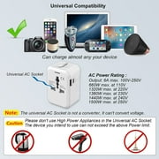 Universal Travel Adapter, OGEDNAC International Conversion Plug Adapter with Type C, European Travel Plug Adapter for USA EU UK AUS, White