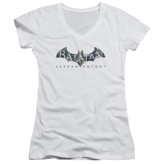 Batman Arkham Knight - Descending Logo - Juniors Cap Sleeve V-Neck Shirt - Small
