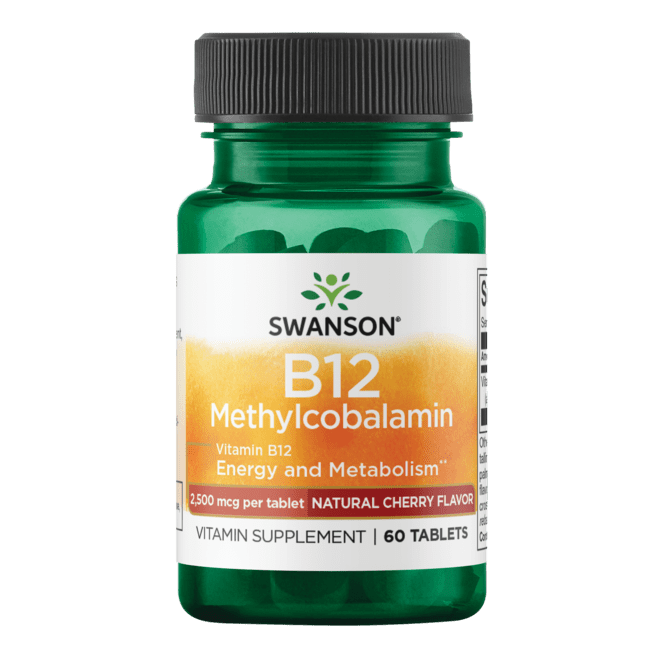 Swanson Vitamin B-12 Methylcobalamin - Cherry Flavored 2,500 Mcg 60 Tablets