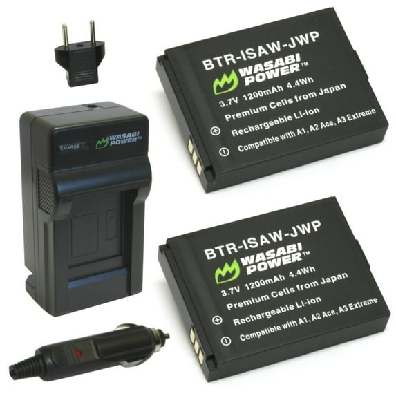 Wasabi Power Battery (2-Pack) and Charger for ISAW-REP-03 and ISAW A1, A2 ACE, A3 Extreme, ISAW Advance, ISAW Extreme
