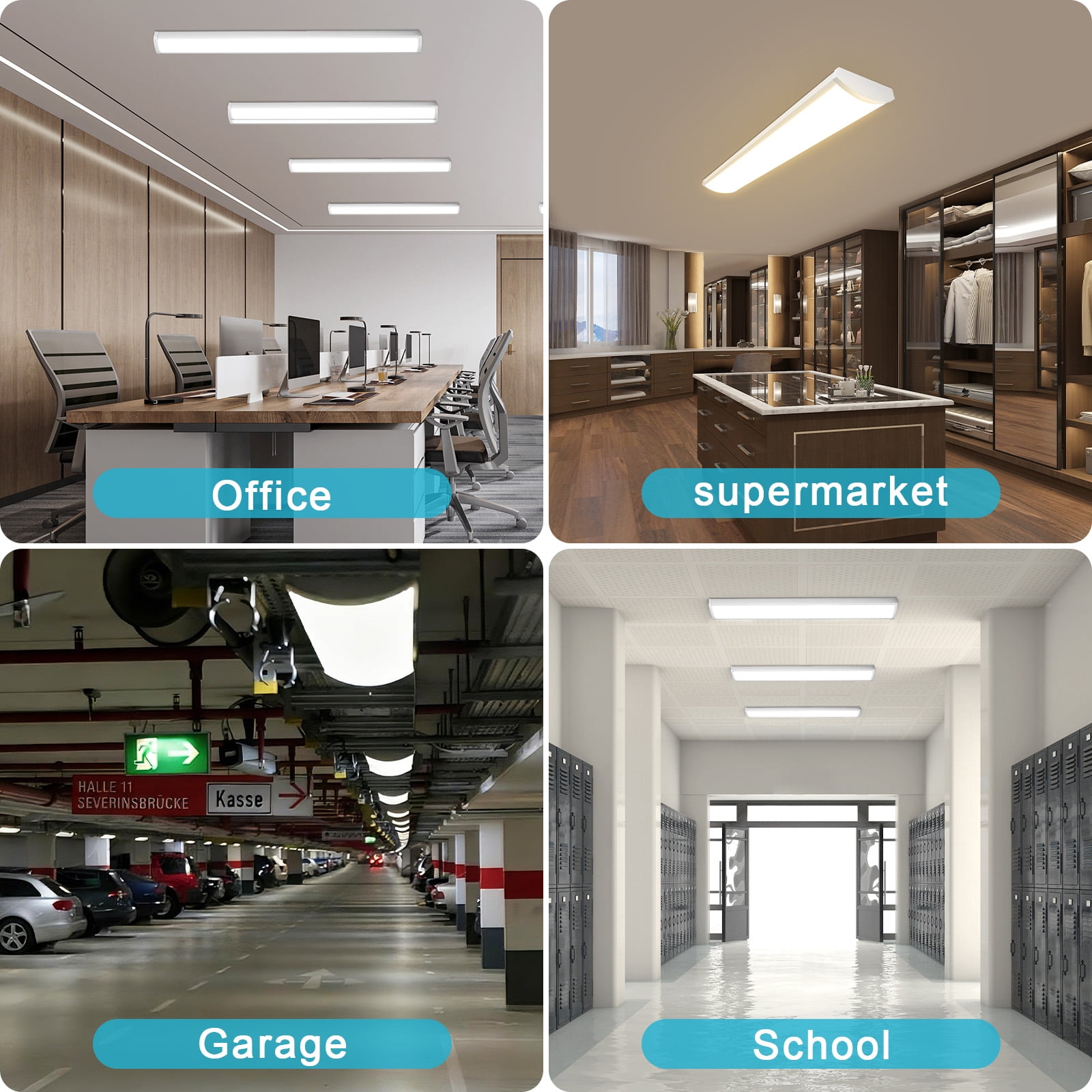 1 PK 4FT LED Wraparound Light,48 inch Garage Lights Ceiling, 54W, 6210LM, 3500/4000/5000K, 120-277V Commercial Electric 4FT Led Light Fixtures for Garage,Laundry Room,Warehouse,Closet,Shop,UL & DLC