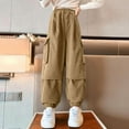 thumbnail image 7 of Taqqpue Girls Cargo Pants Loose Streetwear Hip Hop Dance Cotton Cargo Jogger Pants Cargo Casual Elastic Waist Sweatants with Pocket for Girls 5-16 Years, 7 of 7