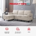 thumbnail image 6 of Puremind Sectional Couch for Living Room, 78inch L Shaped Sectional Sofa with Storage Ottoman and Side Pocket, Living Room Furniture Set,Beige, 6 of 10