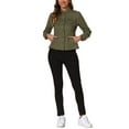 thumbnail image 3 of INSPIRE CHIC Women's Denim Jackets Stand Collar Long Sleeves Short Jean Jackets Green L, 3 of 7