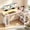 pink, variant on Computer Desk with Monitor Stand Storage Shelves, 49 Inch L Shaped Reversible Corner Unit Power Outlet LED Lights Gaming Writing Home Office Workstation