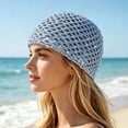 thumbnail image 2 of Valora Glitter Sequin Mesh Boho Hollow Out Beret For Beach Travel Party Fashion Hat Blue, 2 of 4