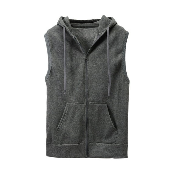 Babysbule Mens Jackets Fashion Men Sleeveless Solid Hooded Waistcoat Slim Jacket Blouse Tops Shirt