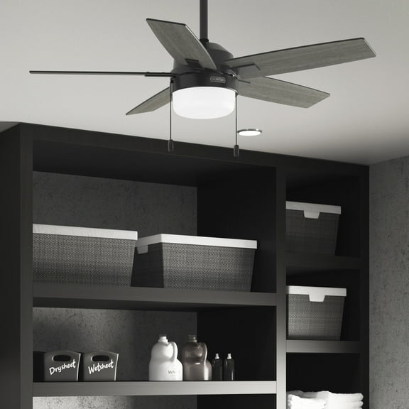 Hunter - Anisten Indoor Ceiling Fan With Light, 44-inch, Matte Black, Modern-style, 3-speed WhisperWind Motor, 52486, for Living Rooms, Bedrooms