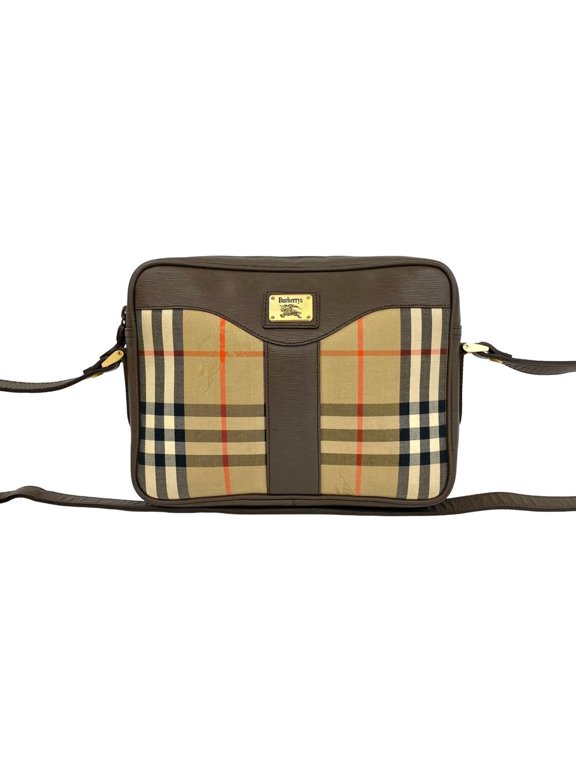 Pre-Owned Burberrys Nova Check pattern Shadow Horse logo hardware canvas leather genuine...
