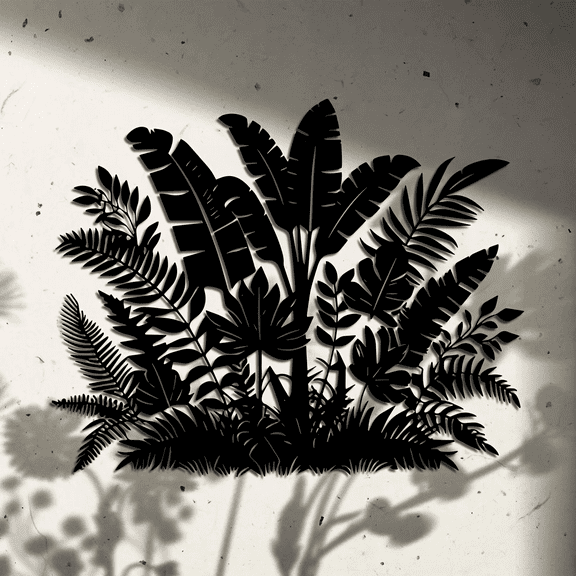 Tropical Leaf Metal Wall Art, Black Metal Sculpture for Home & Patio Decor