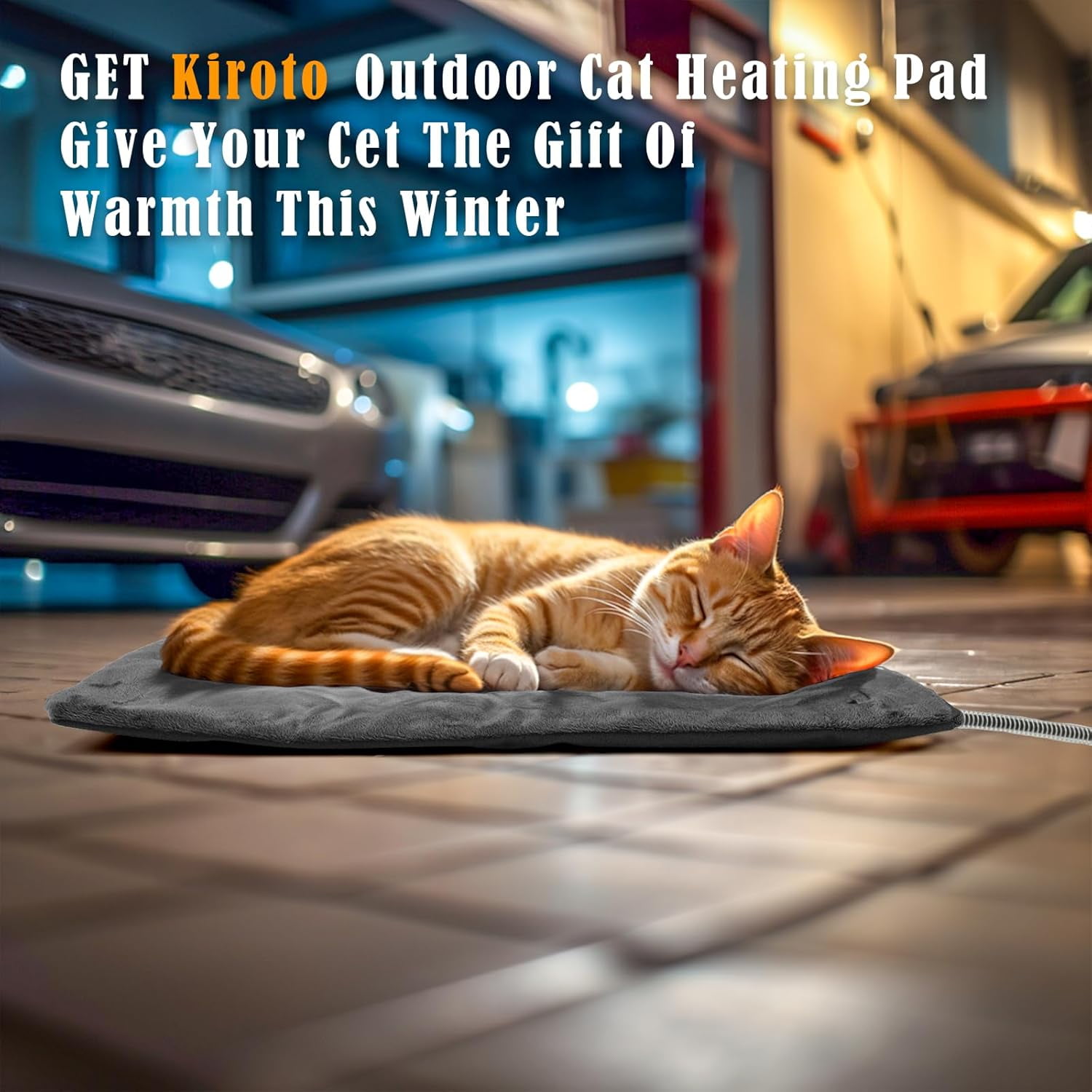 Outdoor Pet Heating Pad for Cat Dog, Heated Mat with Waterproof Cover and Automatic Temperature Control, Suitable for Cat Houses, Dog Houses, Small Beds, Porches, 20'' x 16'',Gray
