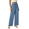 thumbnail image 6 of Admvng Women's Cotton Pants with Pockets High Waist Bow Tie Wide Leg Casual Trousers, 6 of 6