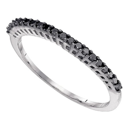 Wedding Style Ring Black Diamond Wedding Band 10k White Gold Stackable Ring Anniversary Style Fashion Slim Delicate 1/4 ctw ()