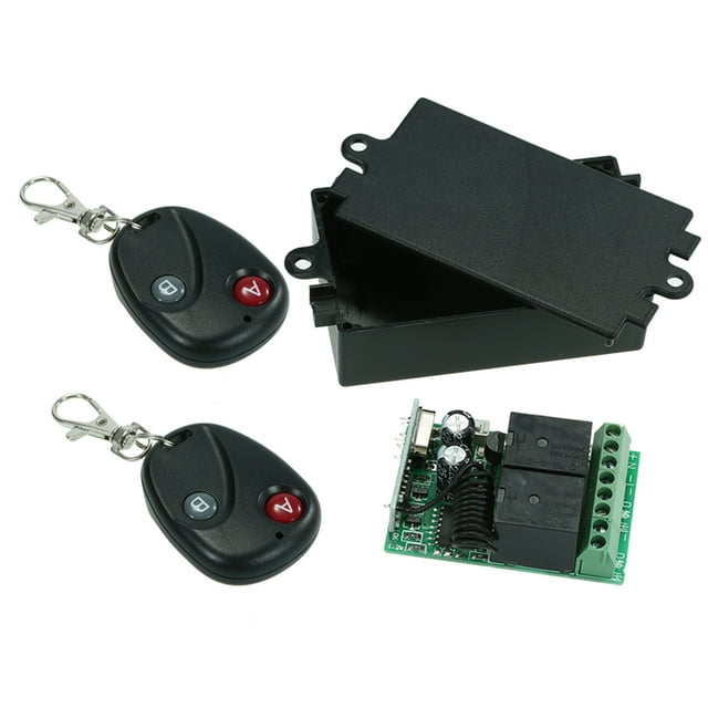 Module Récepteur Sans Fil 433Mhz DC 2CH Universal 10A Relais Télécommande Switch et 2 Pcs 2 Touches RF 433 Télécommandes Puce 1527 Domotique Intelligente