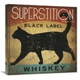 thumbnail image 1 of Global Gallery's 'Superstition Black Label Whiskey Cat' By Ryan Fowler Stretched Canvas Wall Art, 1 of 4