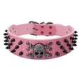 thumbnail image 1 of 2" Wide Spiked Studded Leather Dog Collar Bullet Rivets with Cool Skull Pet Accessories for Meduim Large Dogs Pitbull Boxer S-XL ShopWise Round, 1 of 13