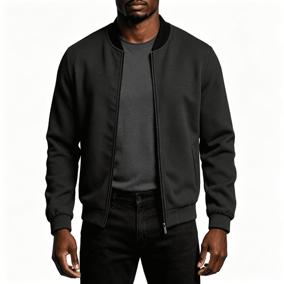 TOMVIGX Bomber Jacket Men Zip Up Lightweight Windbreaker Jackets Spring Fall Varsity Baseball Black Jacket with Pockets M