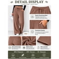 thumbnail image 2 of DOKOTOO Womens Ribbed Knit Pants Casual Drawstring Waisted Wide Leg Sweatpants Comfy Loose Lounge Pants with Pockets, 2 of 9