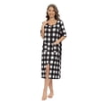 thumbnail image 3 of WBQ Women Buffalo Plaid Robe Long Knit Bathrobe Soft Sleepwear Ladies Loungewear, 3 of 6
